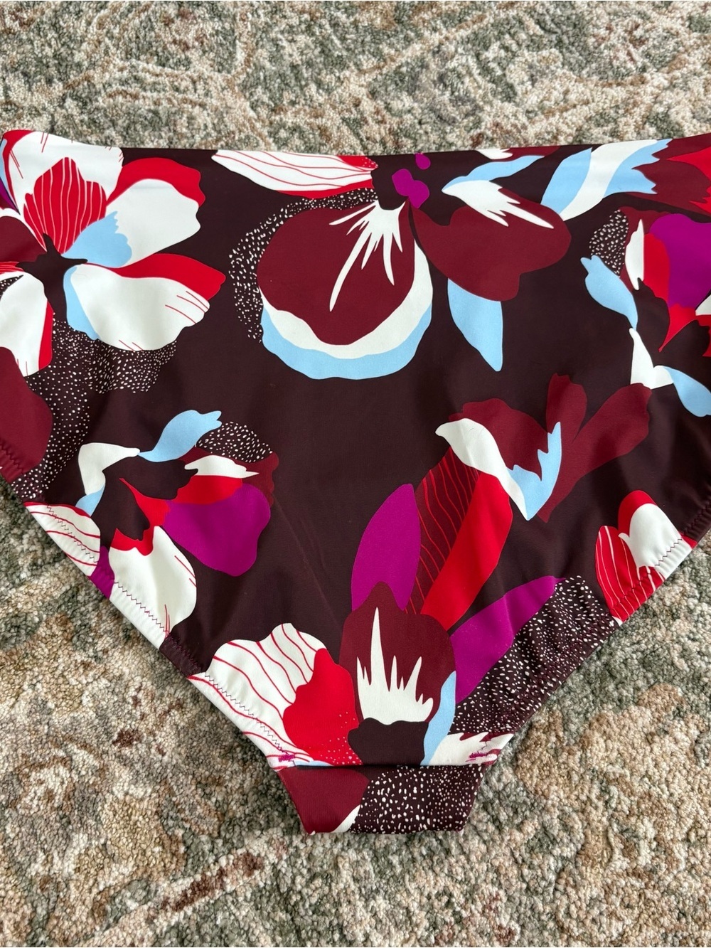 Athleta Hero Bloom Chocolate Swim Tank & High Waist Bottom Set Large 38D/DD - Picture 6 of 9